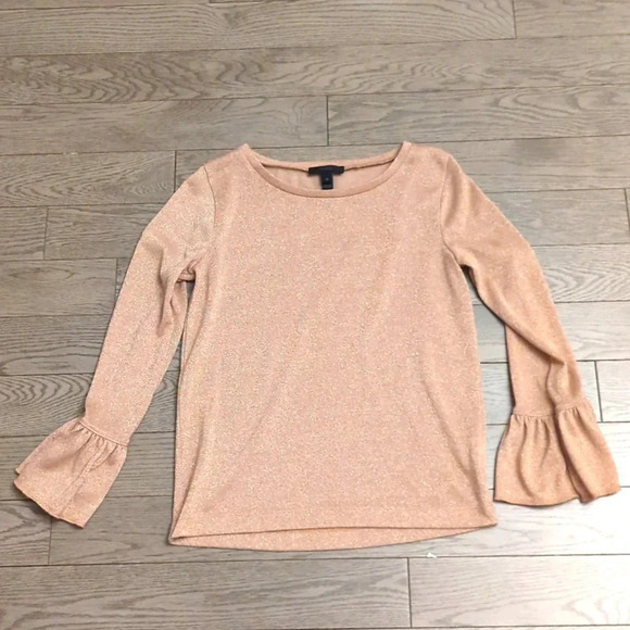 J. Crew Tops - J Crew Rose Gold Glitter Flecks Top with Bell Cuff Size XS - BNWOT